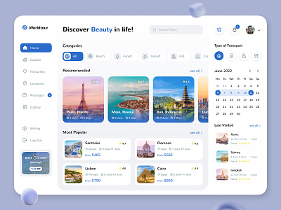 Travel Dashboard adobexd app clean dashboard dashboarddesign figma graphic design minimal modern tour travel traveldashboard ui uiux ux web webapp webdesign website