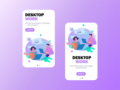 Desktop work app design illustration typography ui 插画