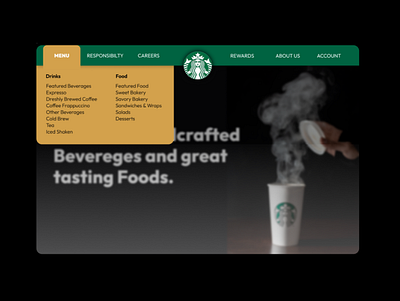 Starbucks Website Redesign Navigation app branding design icon illustration logo redesign redesign website typography ui ux vector website design