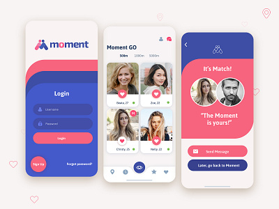 Moment dating application UI design