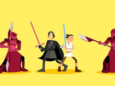 Kylo Ren, Rey, and The Royal Guards guards illustration kylo ren rey royal sketch star the last jedi vector wars