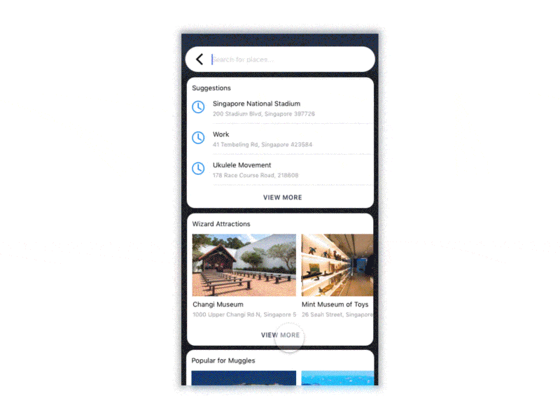 Search Interaction for Navigation App