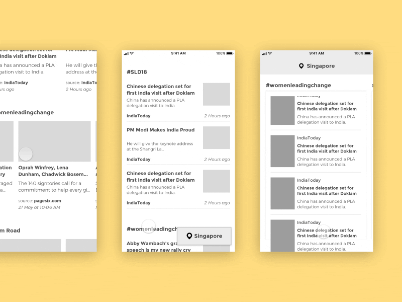 Wireframe Explorations for News App