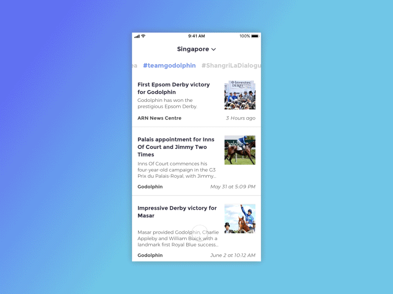 Interaction Exploration for a News App interaction list navigation news protopie prototype ux