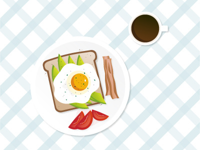 Need breakfast... bacon breakfast coffee eggs illustration