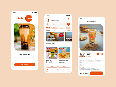 Boba Time Mobile App bobaapp bobadrink mobileappdesign ui uidesign uiuxdesign uxdesign