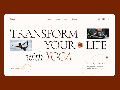 Yoga studio landing page aesthetic design desktop graphic design langing page light theme studio ui ux web web design yoga