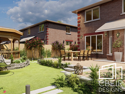 Landscape Architecture 3d render of Yard