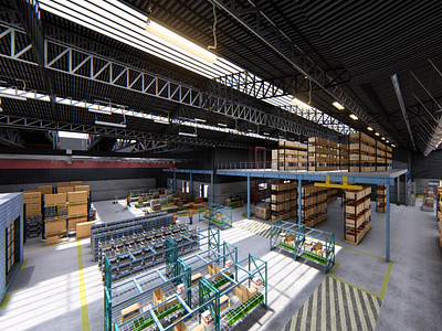 3D Warehouse Interior Render