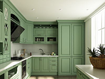 Mint Green Aesthetic Kitchen Design 3d 3d model 3d render 3ds max architecture architecture design cottagecore design kitchen kitchen design render visualization