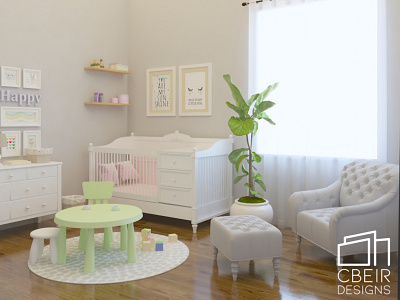 3D Visualization of a Nursery 3d 3d model 3d render architecture architecture design bedroom design interior interior design kids room nursery pastel render room