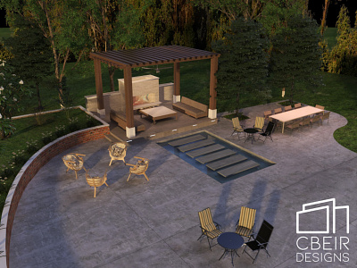 3D Landscape Design of an Outdoor Seating Area