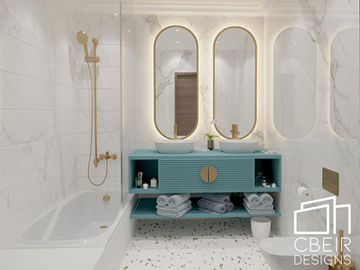 3D Visualization of a Colorful Bathroom