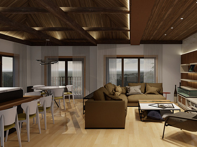 3D Render of a Farmstyle House Interior