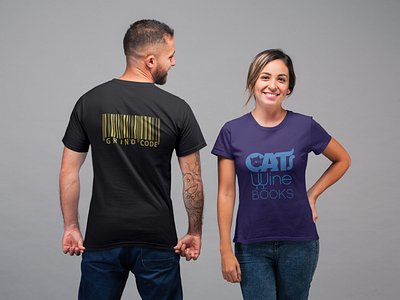 GRIND CODE & CATS WINE BOOKS merchandise t shirt tshirt typography