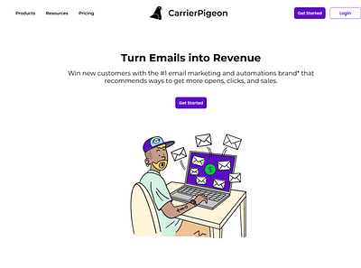Carrier Pigeon - Landing Page design ui