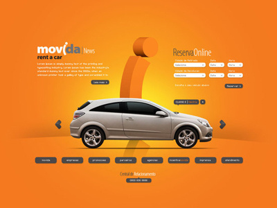 Movida Rent a Car . Proposta Site 2009 car e commerce movida orange rent a car website