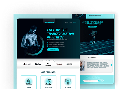 Fitness trainer landing page fitnesssite fitnesstrainer healthandfitness healthcoach healthsite illustration landingpage pagedesign personaltrainer ui uidesign userexperience uxdesign