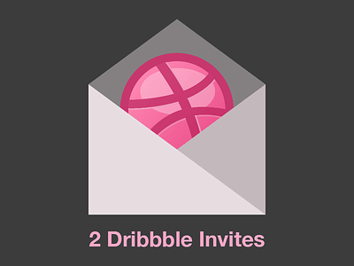 2 Dribbble Invites dribbble invites flat grey invitation invite minimal pink