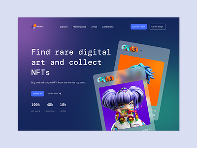 NFT Landing Page app clean design design figma graphic design landing page nft ui uidesign ux web website
