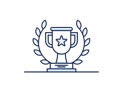 Trophy achievement badge blue championship clean icon illustration prize reward trophy