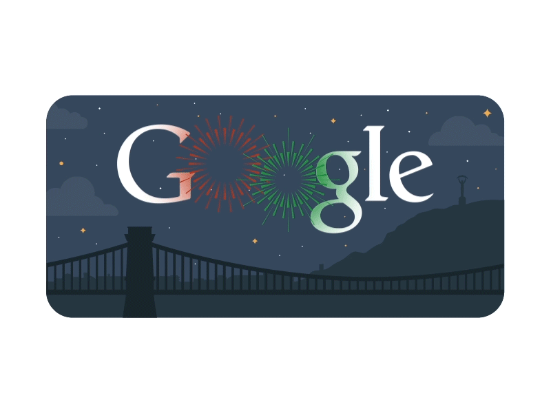 20th of August - Google Doodle after effects animation bridge budapest city fireworks gif google doodle hungary loop motion night