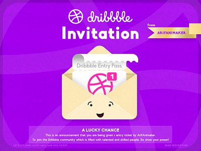 1 Dribbble Invite arifanimaker dribbble invitation dribbble invite dribbble invites dribbble ticket envelope invitation invite invites lucky lucky chance one invitation smiley smiley envelope smiley face ticket tickets