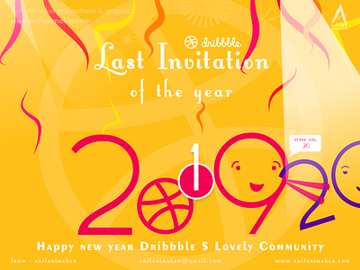 Happy New Year 2020 - Year's last dribbble invite 2020 2020 trend arifanimaker blush bye 2019 celebrations come on 20 dribbble invitation dribbble invite dribbble invites enjoy happy new year happy new year 2020 illustration invitation lights new year one dribbble invite one invite sweet smiley