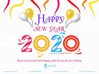Happy New Year 2020 2020 balloons colorful year cute numbers happy new year happy new year 2020 hny2020 new year 2020 new year poster new year wishes poster design