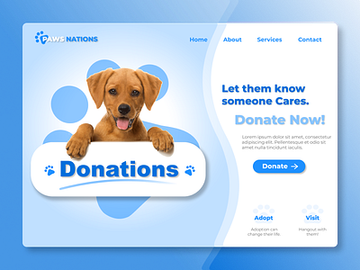 Daily UI #003 | Landing Page 003 blue challenge clean color cute dailyui design desktop dog dog shelter donation dribble illustration nice simple student ui web work