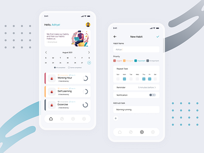 Habitomic - Habit Builder App android app branding design habit app ios mobile mobile design todo todo app ui ux ux design