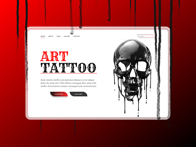 Page for Tattoo button concept design red scull ui ux