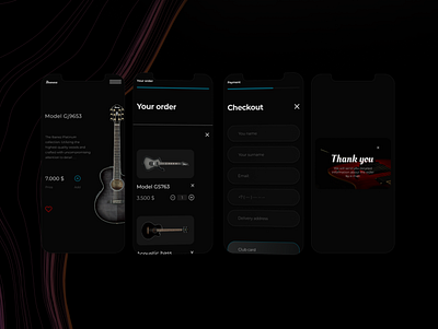 Basket black concept design guitar mobile mockup online store ui ux