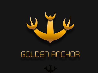 Golden Anchor;The combination of Anchor and Fish. branding design flat graphic design icon illustration logo logo design vector