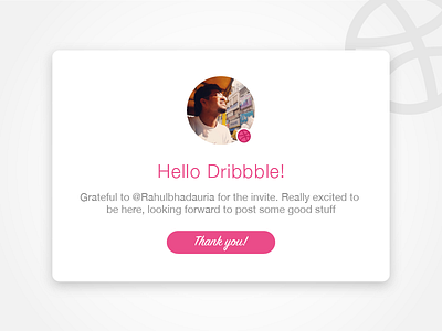 Hello Dribbble! card debut delhi gurgaon haryana hello india profile ui welcome