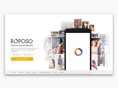 Roposo Landing Page app collage landing mobile page pictures website