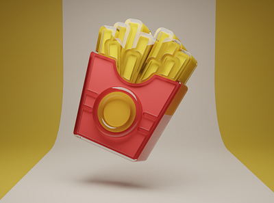 French fries 3d graphic design