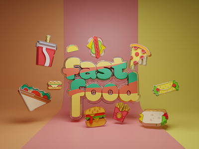 Icon Fastfoof - 3D Typography 3d graphic design