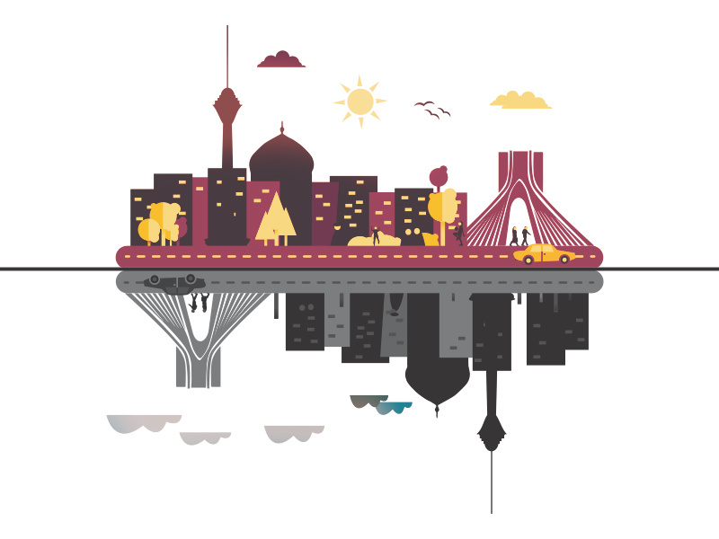 Tehran City Illustration tehran vector flat town tower culture window street illustration home city building