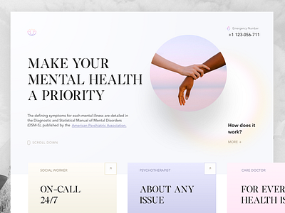 Online Portal for Mental Health Information concept design healthcare landingpage mentalhealth psychology therapy uidesign uiux website