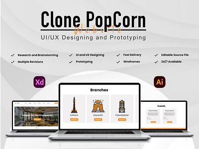 Clone PopCorn Website graphic design landing page ui ui design uiux user experience user interface ux ux design web design website design website uiux