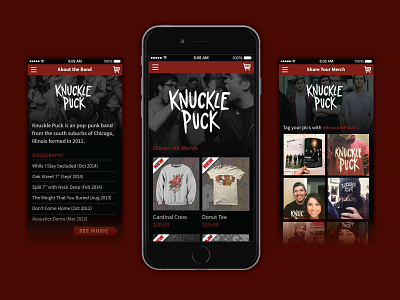 Knuckle Puck Website interaction design mobile mobile design website concept website design