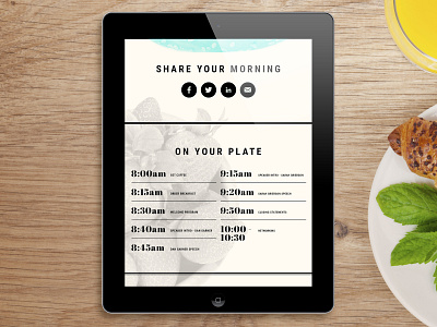 SXSW Breakfast Event Template ui user interface web design website design