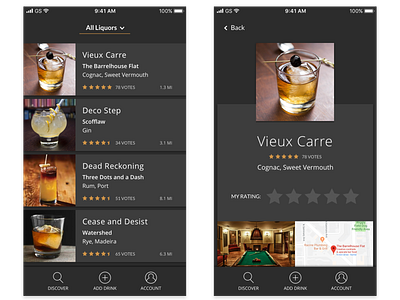 UI Exploration for Cocktail App