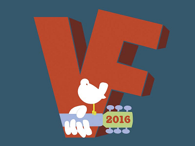Lebanon Valley College Valley Fest Logo: Woodstock Theme blue illustration logo orange woodstock