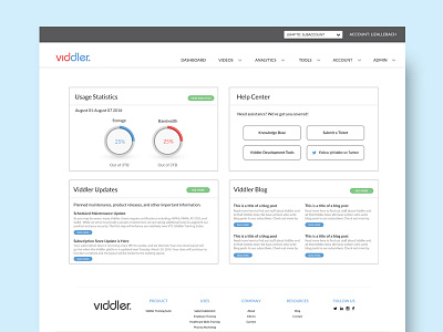 Mock Viddler Dashboard dashboard help page ui ui design