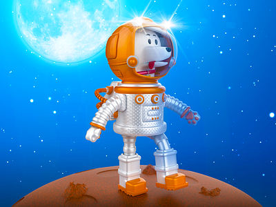 Dog in space 3d cinema4d design dog illustration pixel space