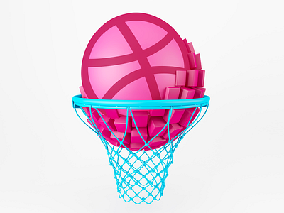 Dribbble Sticker 3d basketball cinema4d design dribbble pink pixel playoff ticker