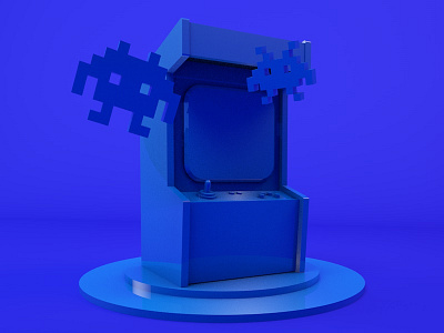 Video game machine 3d blue cinema4d game machine