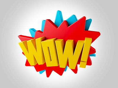 Wow Sticker 3d app cinema4d sticker